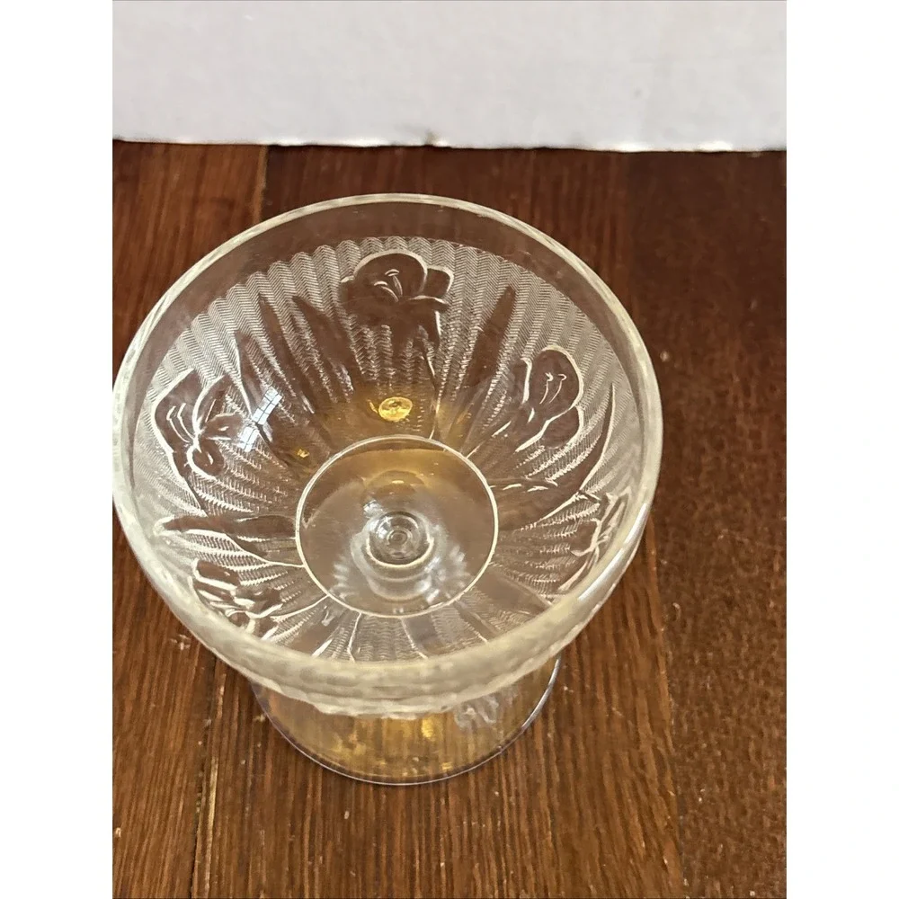 Vintage Jeannette Glass Iris & Herringbone Footed Sherbet Bowl 4